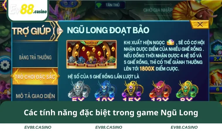 Các tính năng đặc biệt trong game Ngũ Long