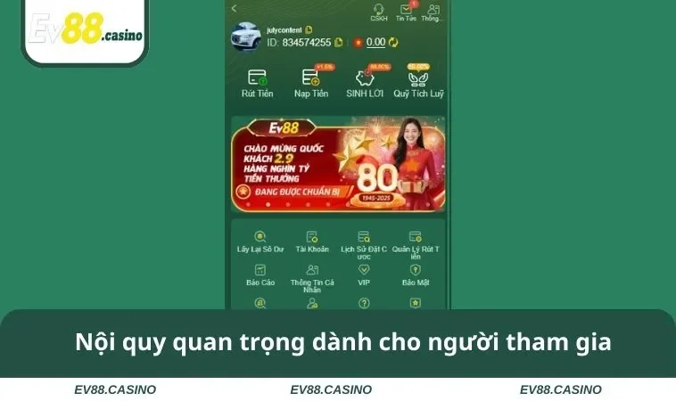 Nội quy quan trọng dành cho người tham gia