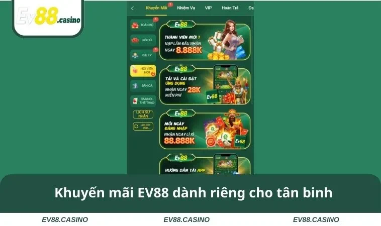 Khuyến mãi EV88 dành riêng cho tân binh