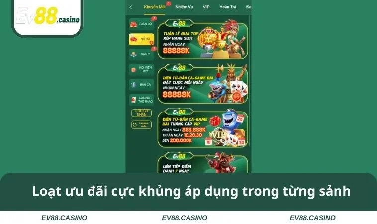 Loạt ưu đãi cực khủng áp dụng trong từng sảnh